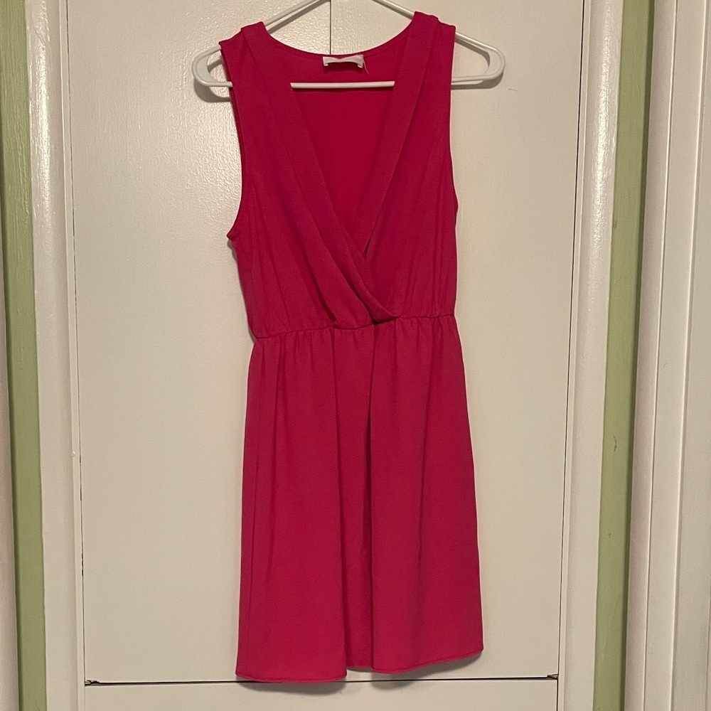 French Grey Vibrant Pink Mini Dress